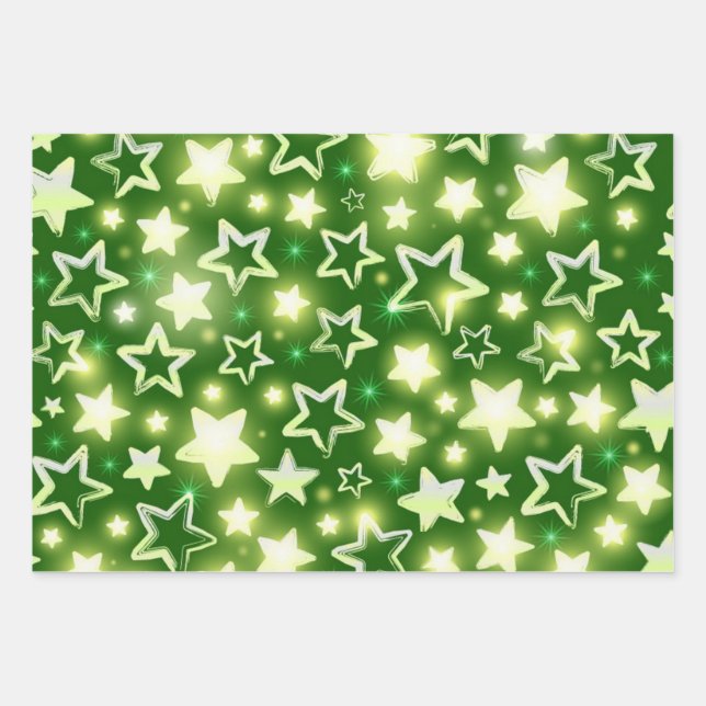 Stars pattern wrapping paper sheet (Front)