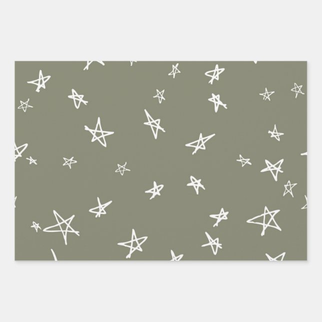 Stars pattern wrapping paper sheet (Front)