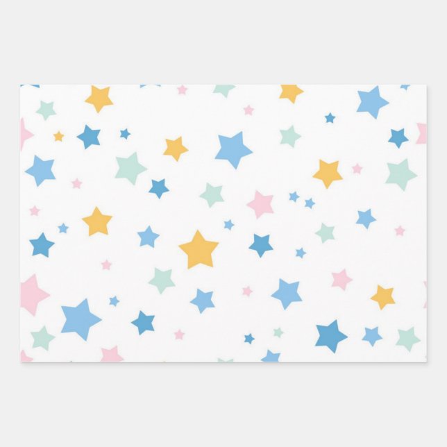 Stars pattern wrapping paper sheet (Front)