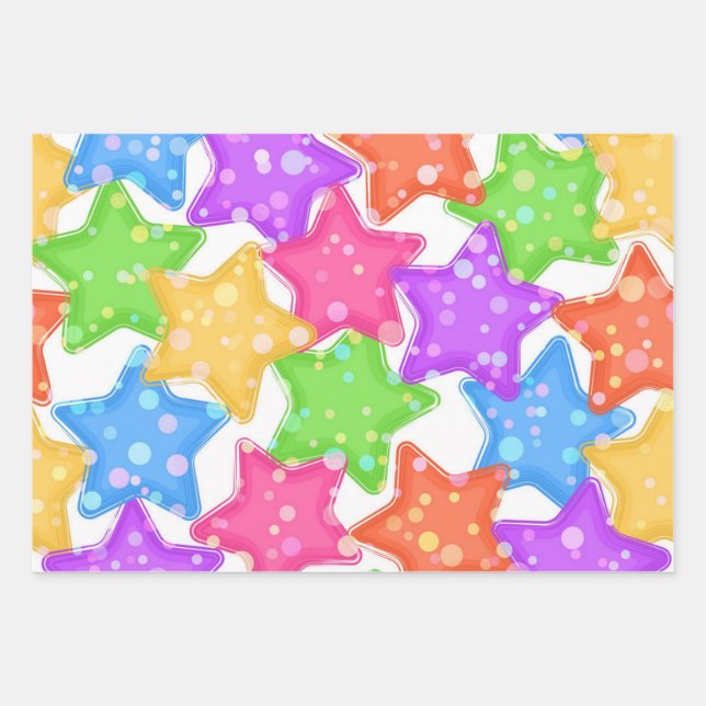 Stars pattern wrapping paper sheet (Front)