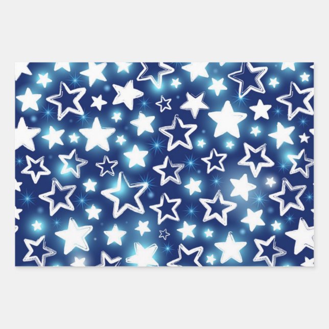 Stars pattern wrapping paper sheet (Front)