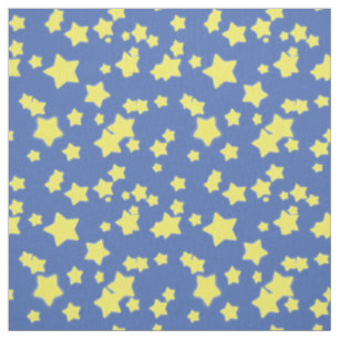STARS pattern yellow on blue fabric