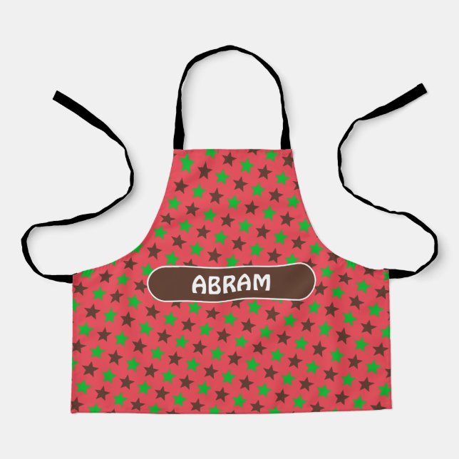 Stars Peach Green Minimal Pattern Apron (Front)