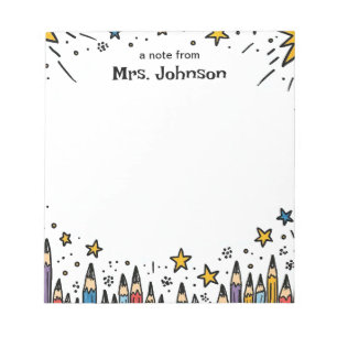 Stars & Pencils Personalised Teacher Appreciation Notepad