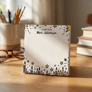 Stars & Pencils Personalised Teacher Appreciation Notepad