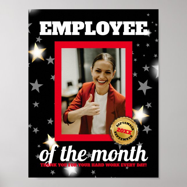 Stars photo display employee of the month award poster (Front)
