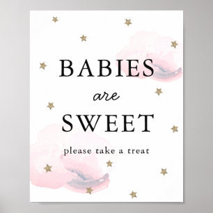 Stars & Pink Clouds Baby Shower Sweet Treat Sign