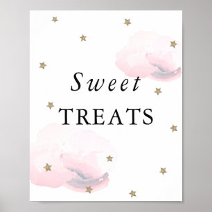 Stars & Pink Clouds Baby Shower Sweet Treats Sign