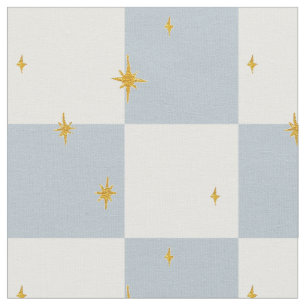 Stars plaid Check magical sage blue Fabric