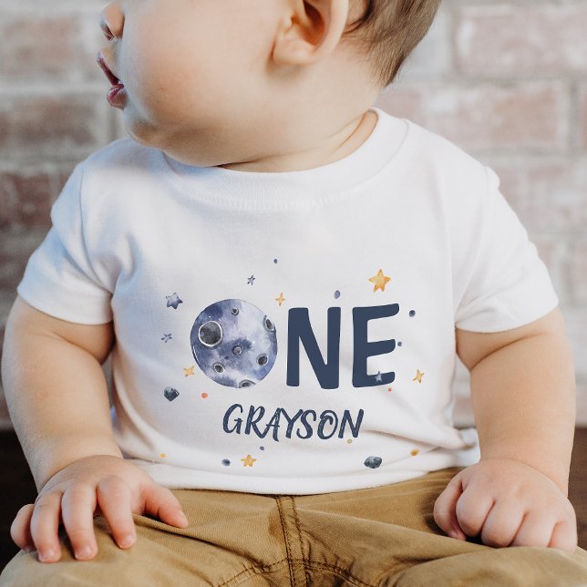 Stars Planet Boy 1st Birthday  Baby T-Shirt (Stars Planet Boy 1st Birthday Baby T-Shirt)