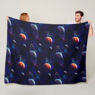 Stars, Planets, Galaxy, Outer space Themed Fleece Blanket