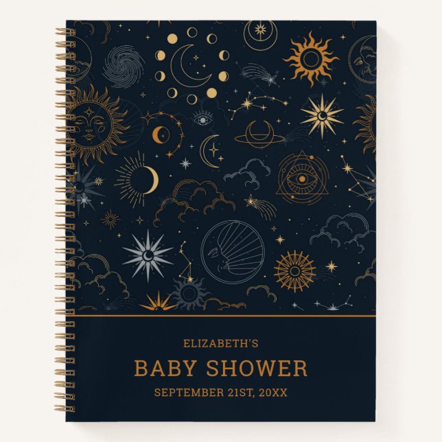 Stars & Planets Pattern | Baby Shower Notebook (Front)