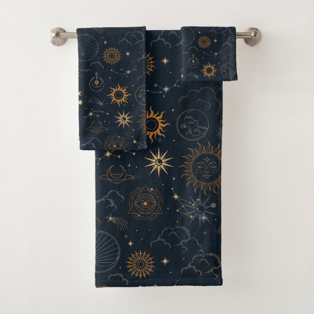 Stars & Planets Pattern Bath Towel Set (Insitu)
