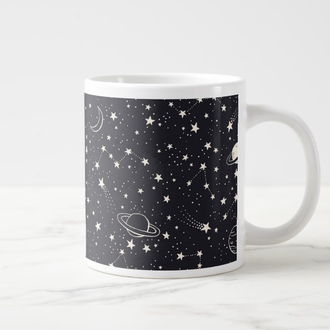 Stars & Planets Pattern Large Coffee Mug (Right)