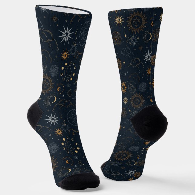 Stars & Planets Pattern Socks (Angled)