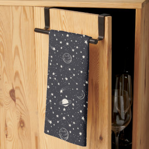 Stars & Planets Pattern Tea Towel