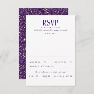 Stars Purple and Gold Wedding RSVP