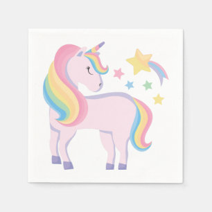 Stars & Rainbow Magical Unicorn Girl's Birthday Napkin