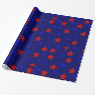 Stars Red and Blue Gift Wrapping Paper
