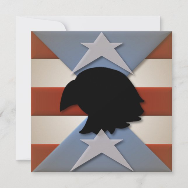 Stars Red Blue Flag Eagle Silhouette Invitation (Front)