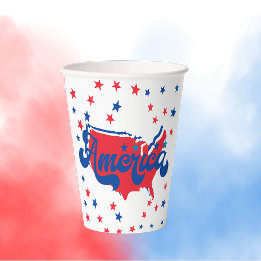 Stars Red White and Blue America Paper Cups
