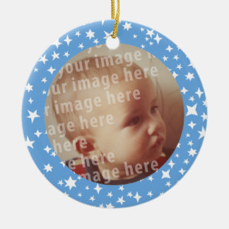 Stars Round Photo Frame Ceramic Ornament