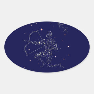 stars sagittarius oval sticker