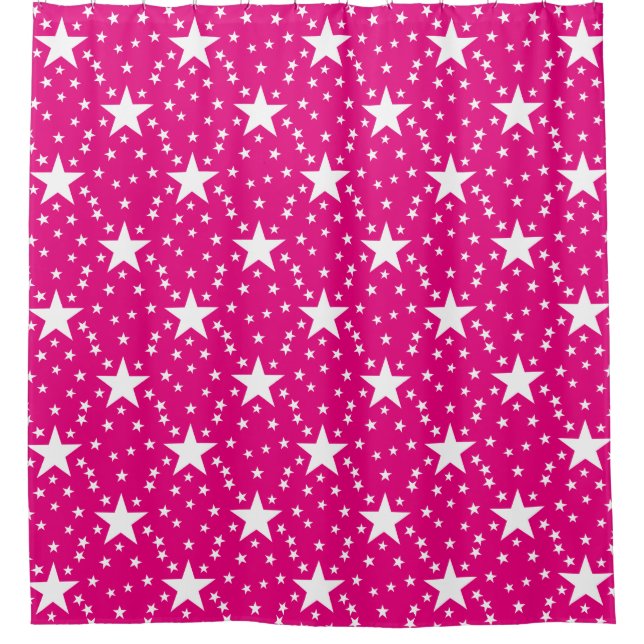 Stars seamless pattern white + your backgr. & idea shower curtain (Front)
