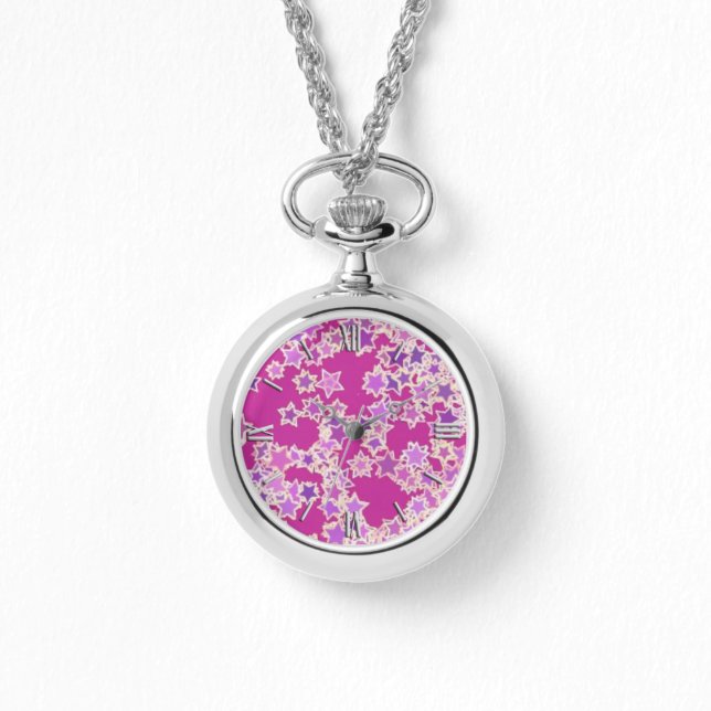 Stars, shades of lilac against magenta watch (Front)