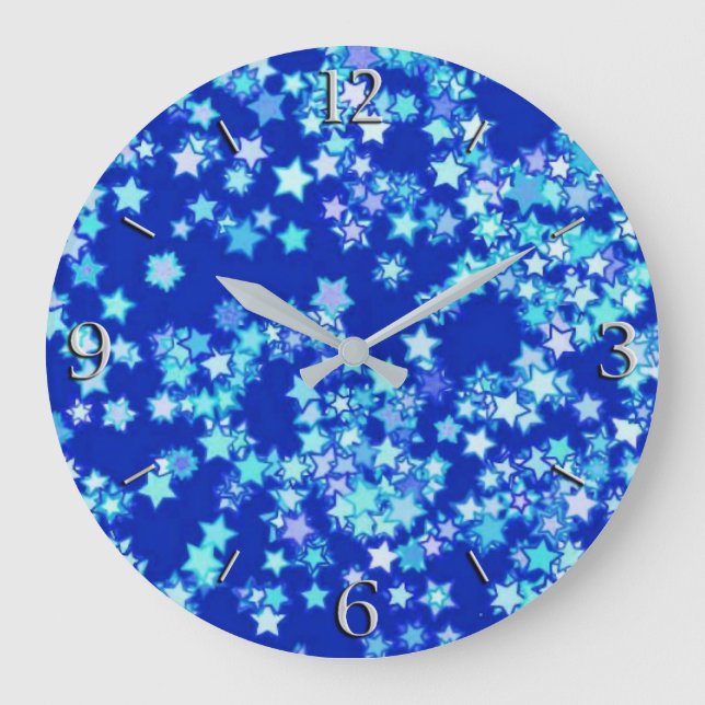 Stars, shades of pale blue against dark blue large clock (Front)