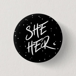 Stars She/Her Pronouns 3 Cm Round Badge