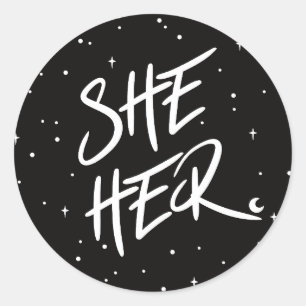 Stars She/Her Pronouns  3 Cm Round Badge Classic Round Sticker