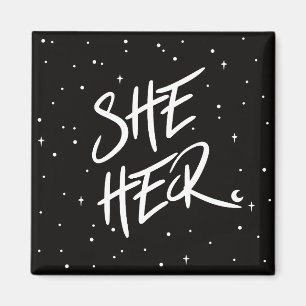 Stars She/Her Pronouns 3 Cm Round Badge Magnet