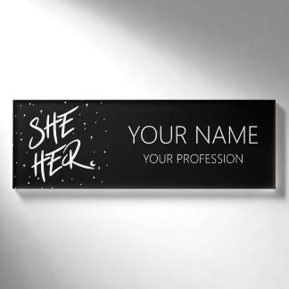Stars She Her Pronouns Name Tag