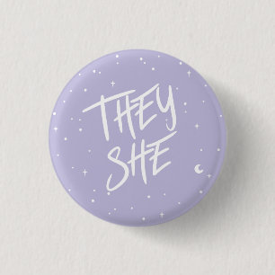 Stars She They Pronouns in 3 Cm Round Badge