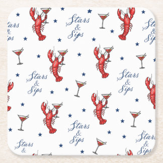 Stars & Sips America 250 Coastal Summer Square Paper Coaster