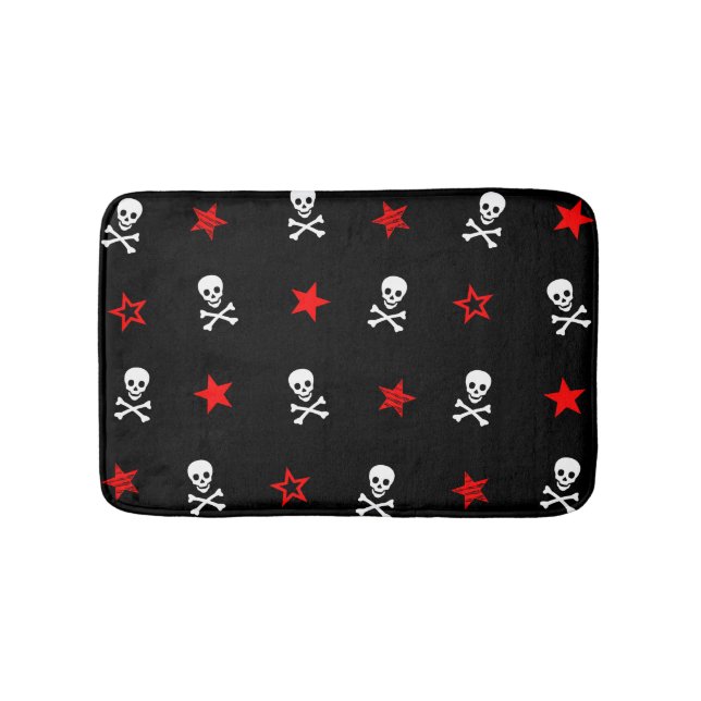 Stars, Skulls and Crossbones Bath Mat (Front)
