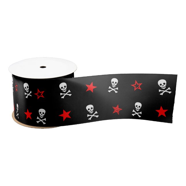 Stars, Skulls and Crossbones Satin Ribbon (Spool)