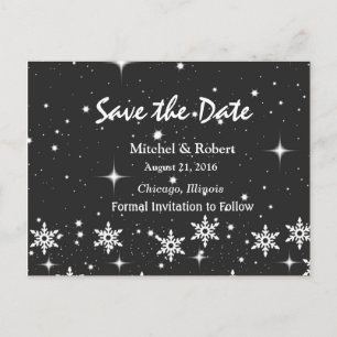 Stars Snowflakes Christmas Wedding Save the Date Announcement Postcard