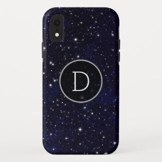 Stars Space Galaxy Blue Cosmos Night Sky Monogram iPhone XR Case