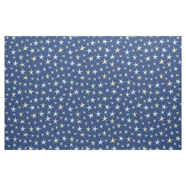 Stars Space Pattern Retro 1960s Geometric Blue Fabric (Yard)