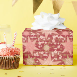 Stars sprinkled amongst Pink Cherry Blossom Wrapping Paper