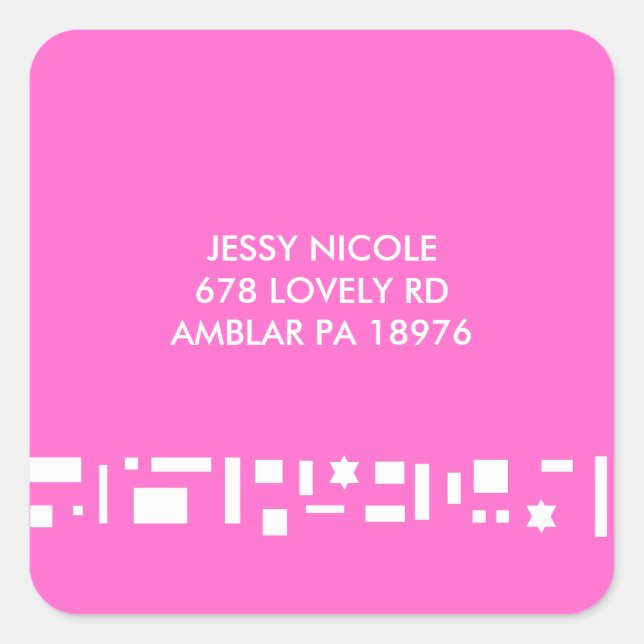 Stars & Squares REPLY RETURN ADDRES sticker lables (Front)