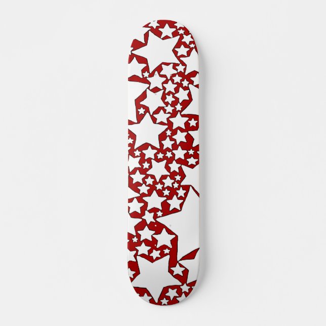 Stars, Stars, Stars in Red and White Skateboard (Front)