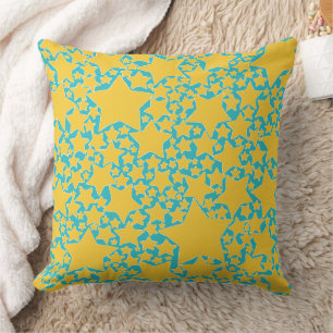 Stars, Stars, Stars in Turquoise and Yellow Cushion
