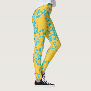 Stars, Stars, Stars in Turquoise and Yellow Leggings