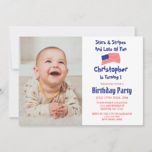 Stars & Stripes 1st Birthday Invitation