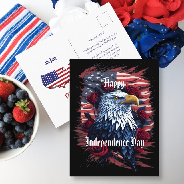 Stars Stripes 4th July Independence Day Greeting Postcard (Creator Uploaded)