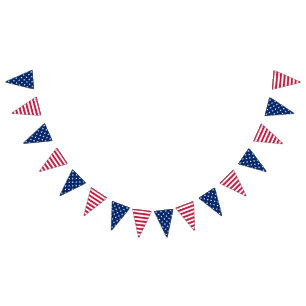 Stars Stripes 4th July Memorial Veterans Day Decor Bunting