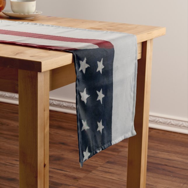Stars & Stripes 4th July USA Flag Short Table Runner (In Situ)